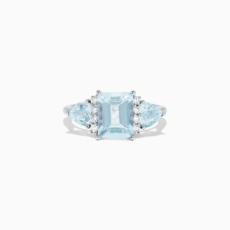 Aquarius 14K White Gold Aquamarine and Diamond Ring, 3.30 TCW