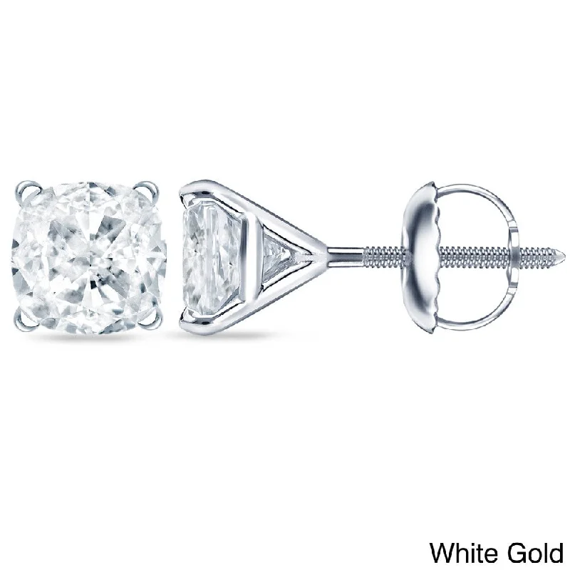 Auriya 2ctw Cushion-cut Diamond Stud Earrings 14k 18k or Platinum Martini Set