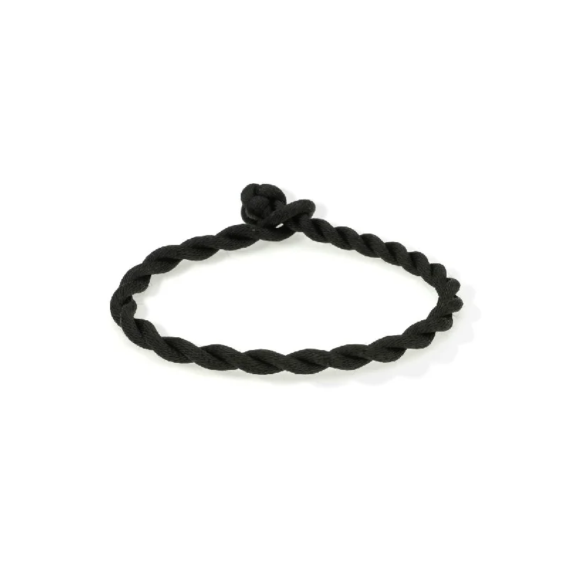 Chunky Twisted Black Satin Cord Bracelet