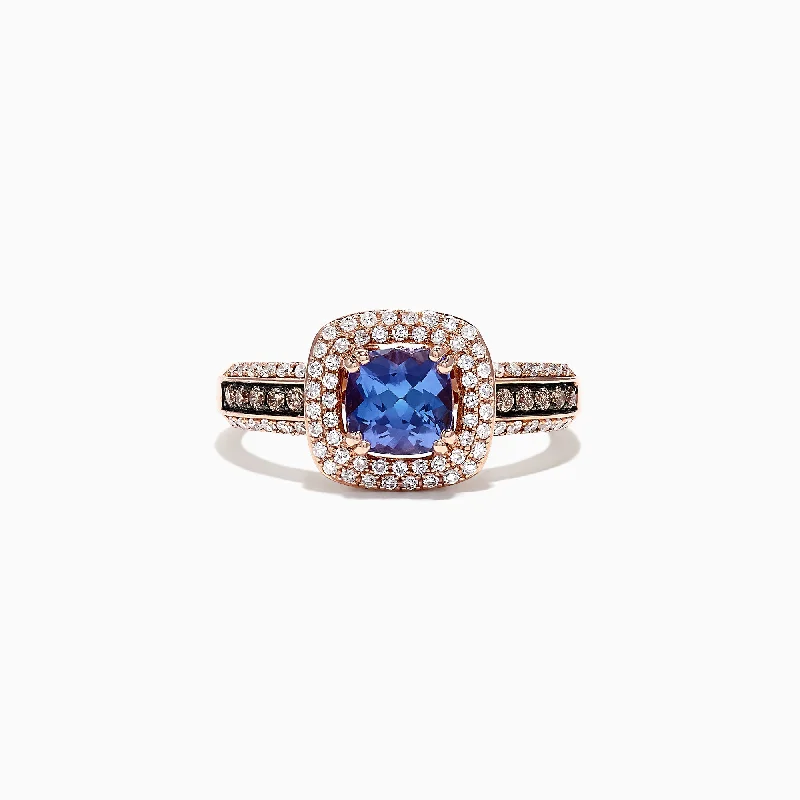 Nahla Siri 14K Rose Gold Tanzanite and Diamond Rings, 1.34 TCW