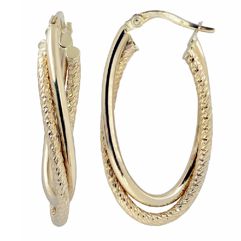 Fremada 10k Yellow Gold High Polish and Diamond-cut Overlapping Hoop Earrings