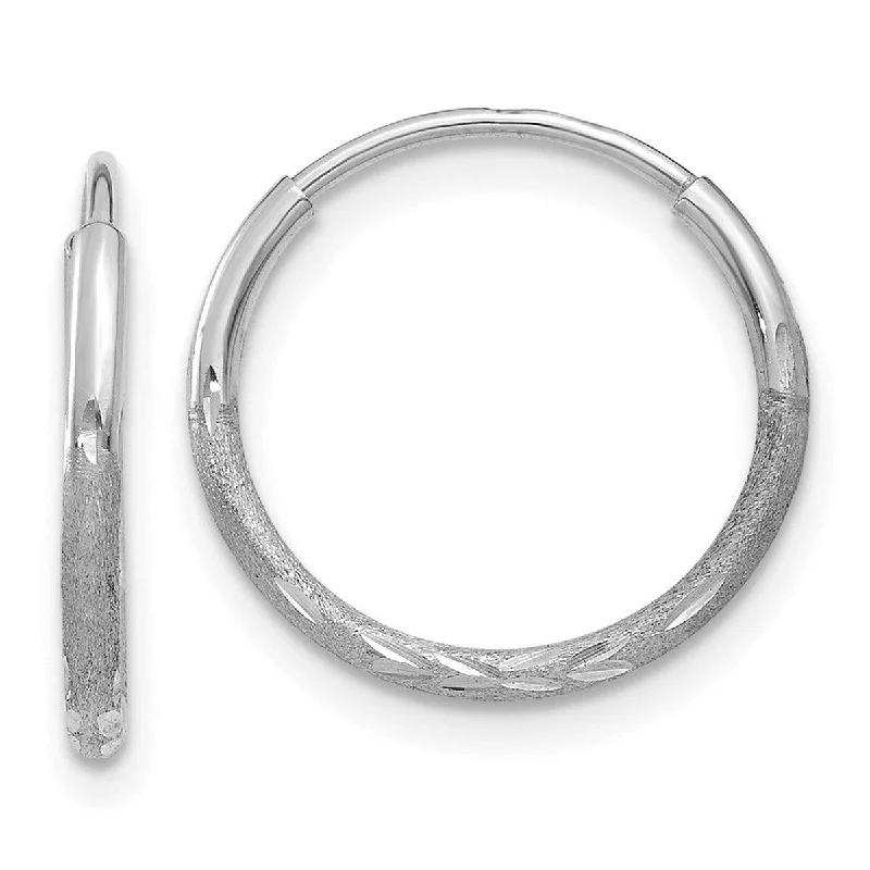 Curata 14k White Gold Sparkle Cut Endless Hoop Earrings - 12x12mm