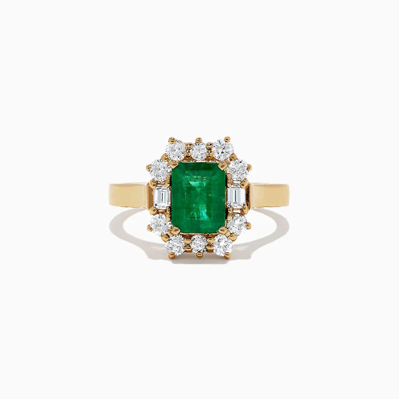 Brasilica 14K Yellow Gold Emerald and Diamond Ring, 2.09 TCW