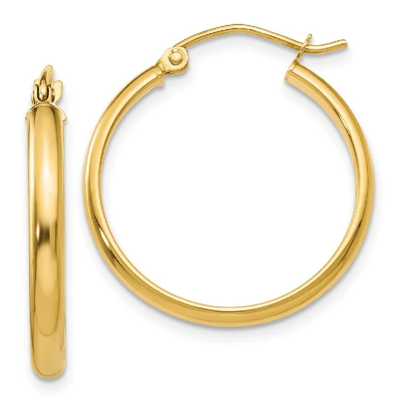 Curata 10k Yellow Gold 19x2.75mm Round Classic Hoop Earrings