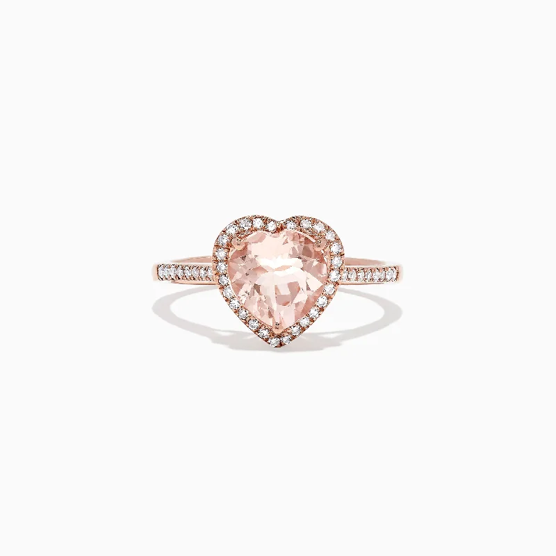 Blush 14K Rose Gold Morganite and Diamond Heart Ring, 1.93 TCW