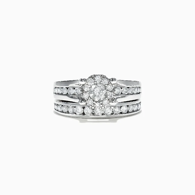 Bouquet 14K White Gold Channel Set Diamond Engagement & Wedding Ring Set, 1.48 TCW