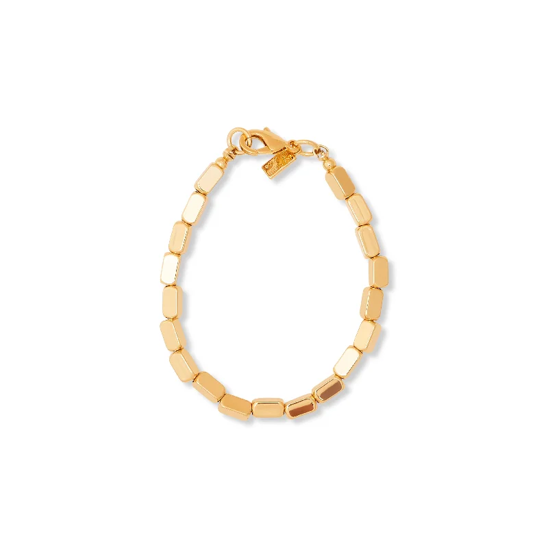 Gold Squared Barrel Bead Bracelet