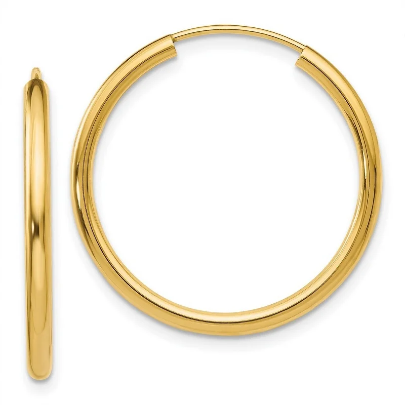 Curata 10k Yellow Gold Polished Round Endless Hoop Earrings - 22x22mm