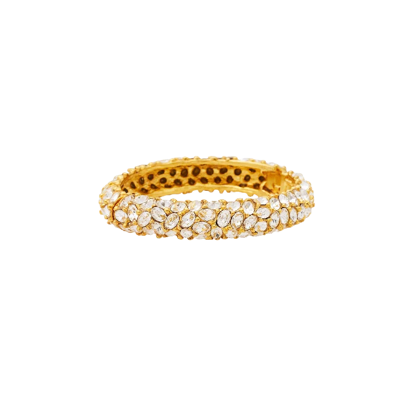 Gold & Crystal Faceted Hinged Bracelet