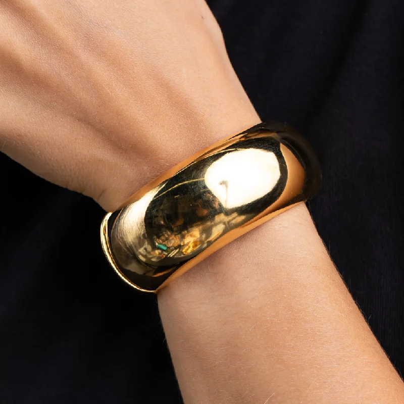 Polished Gold Domed Metal Bracelet