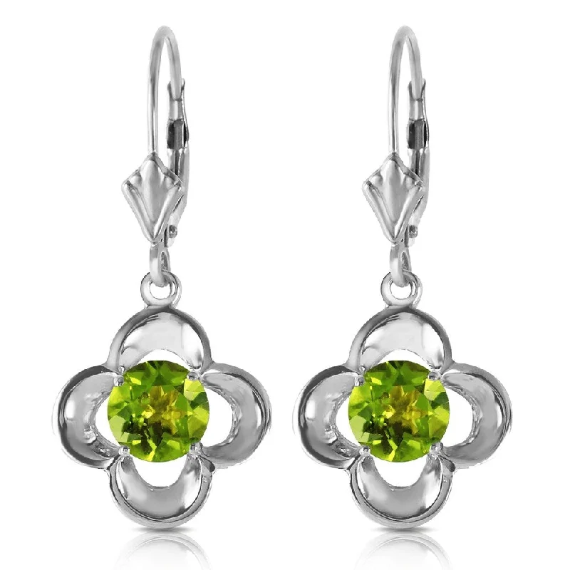 1.1 Carat 14K Solid White Gold Foundations Peridot Earrings