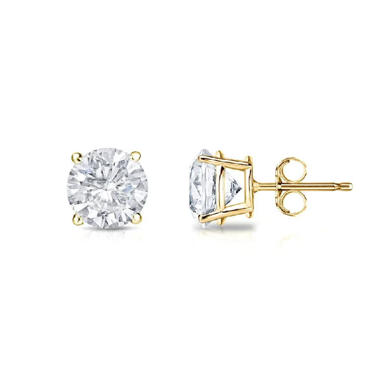 18k Gold Round 1/2ct TW Clarity Enhanced Diamond Stud Earrings (E-F, I1-I2)