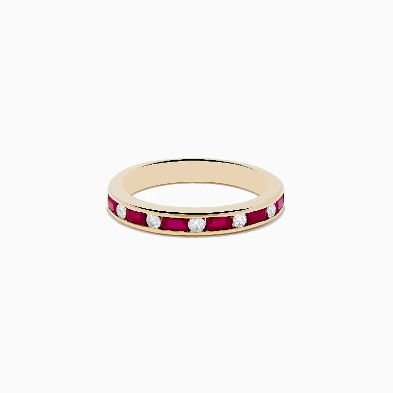 Ruby Royal 14K Yellow Gold Ruby and Diamond Channel-Set Stacking Band, 0.72 TCW