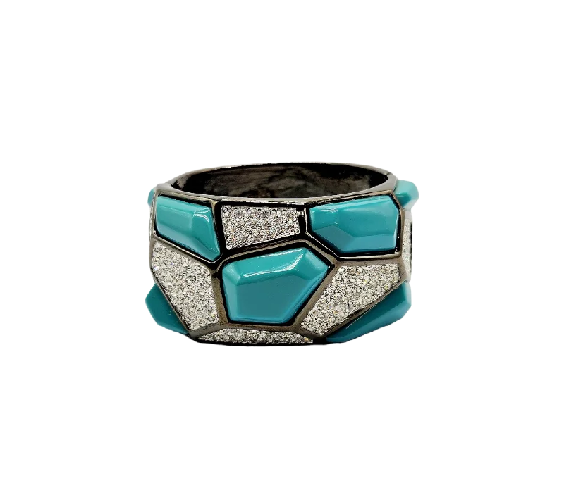 Vintage Geometric Deco Hinged Cuff