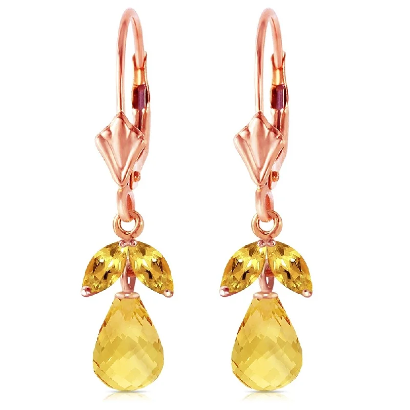 3.4 CTW 14K Solid Rose Gold Citrine Envy Earrings