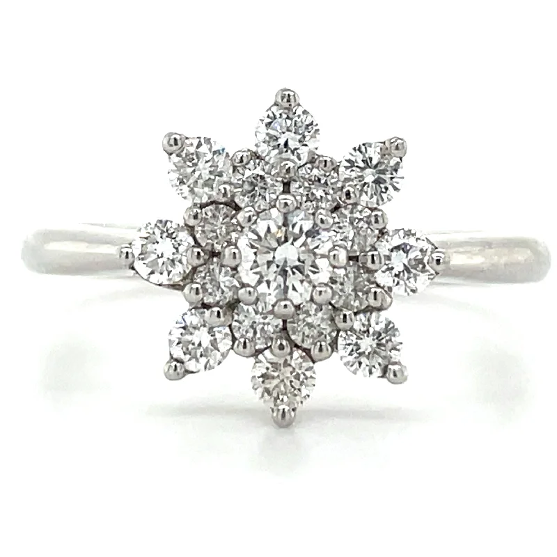 18ct White Gold Cluster Earth Grown Diamond Engagement Ring