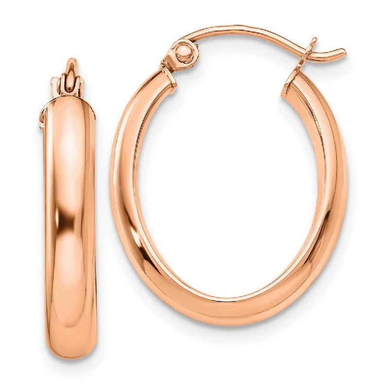 Curata 10k Rose Gold Polished Oval Tube Hoop Earrings - 22x3.75mm