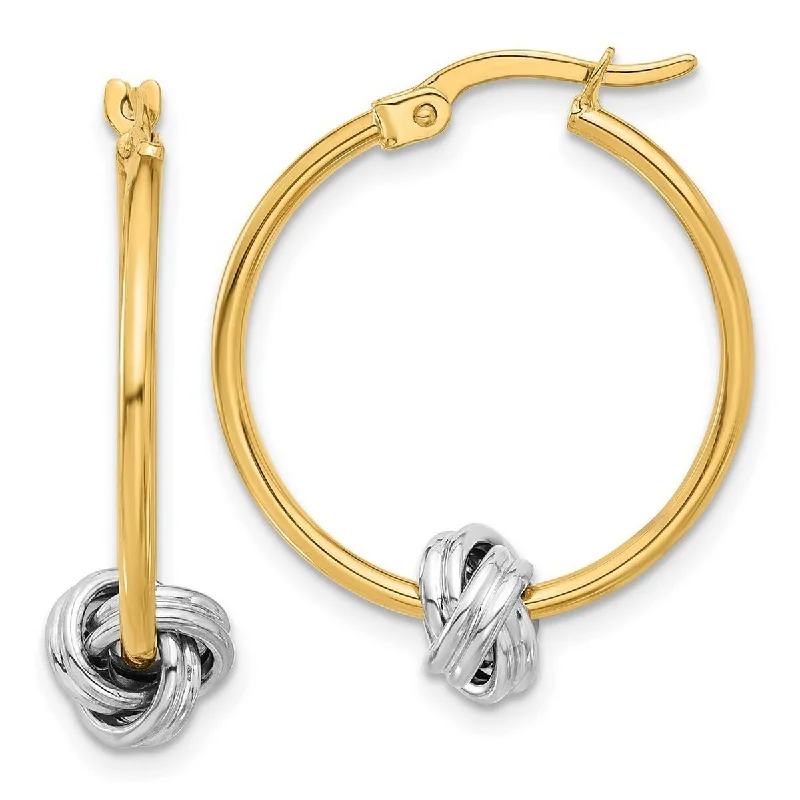 Curata 14k Two Tone Gold Polished Knot Hoop Earrings - 26.5x22.7mm