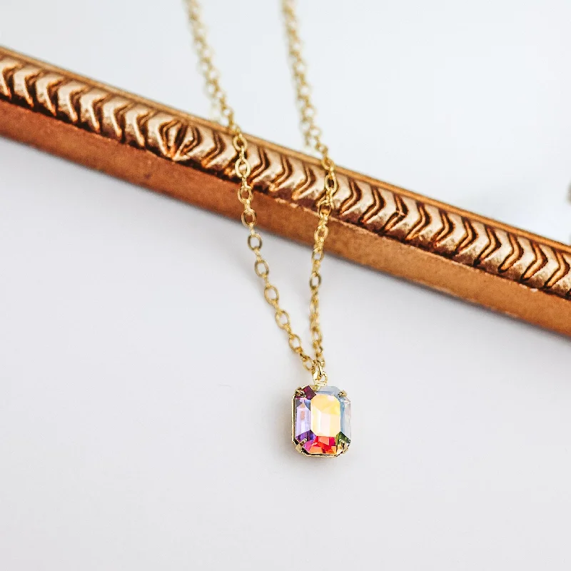 Sorrelli | Emmy Pendant Necklace in Bright Gold Tone and Aurora Borealis