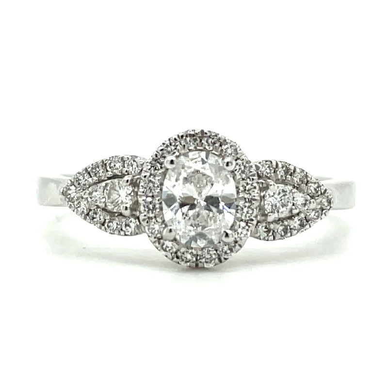 Kimberly - 18ct White Gold 0.60ct Earth Grown Oval & Side Diamonds Engagement Ring