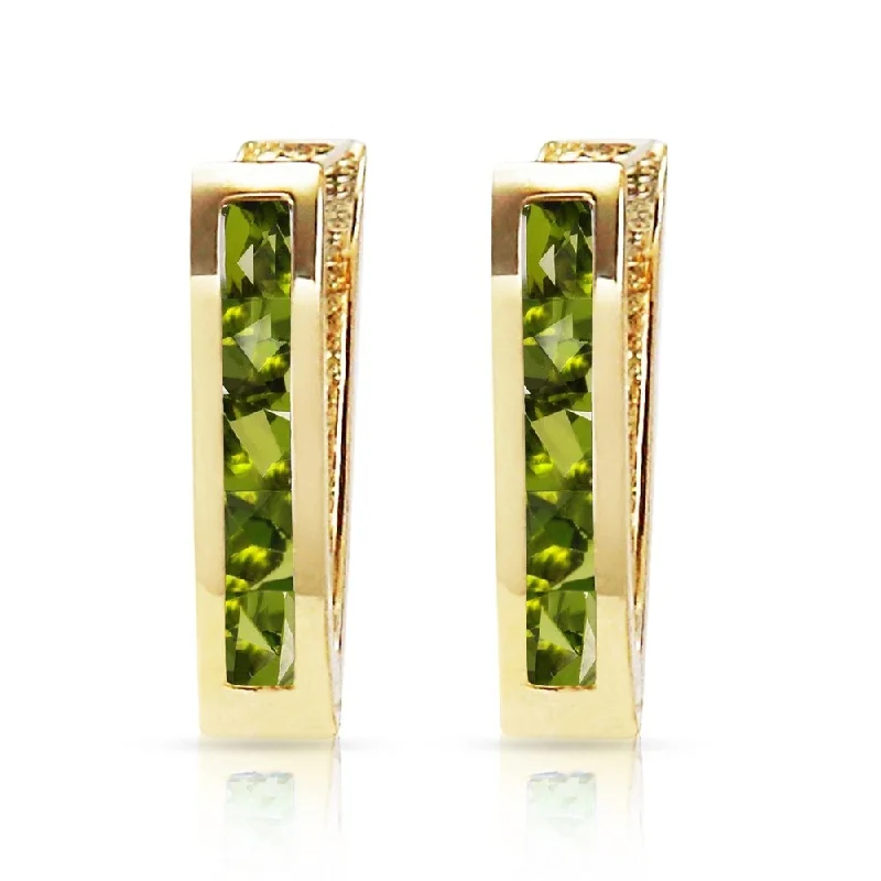 1 CTW 14K Solid Gold Oval Huggie Earrings Peridot