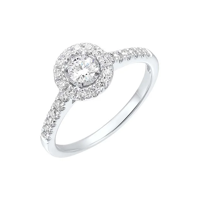 Mountz Collection 1/2CTW Round Halo Engagement Ring in 14K White Gold