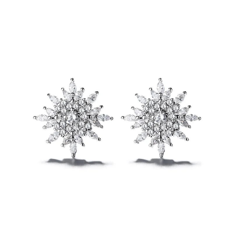 Sterling Silver Starburst Stud Earrings With Swarovski Crystals