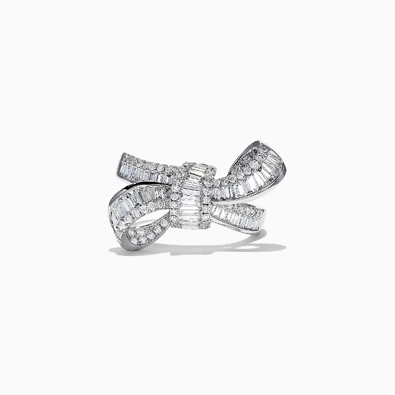 Classique 14K White Gold Diamond Bow Ring, 1.08 TCW