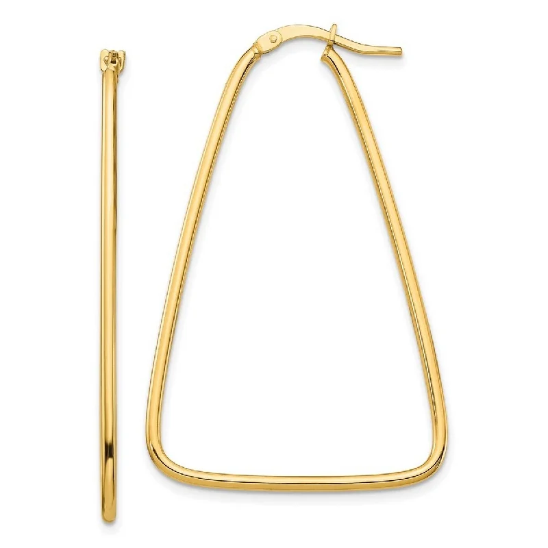 Curata 14k Yellow Gold Polished Triangle Dangle Hoop Earrings - 43.85x29mm