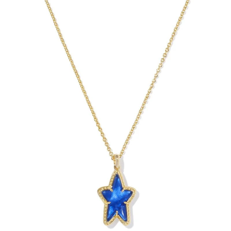 Kendra Scott | Ada Gold Star Short Pendant Necklace in Cobalt Blue Illusion