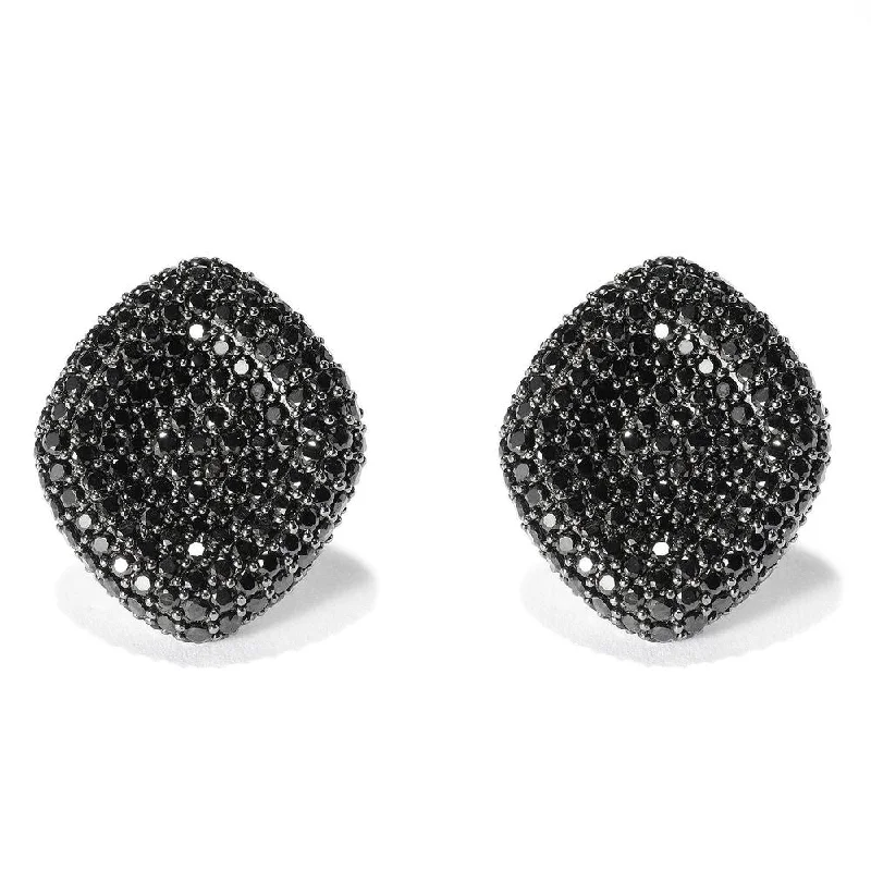 Sterling Silver 11 2/3ct Black Spinel Stud Earrings