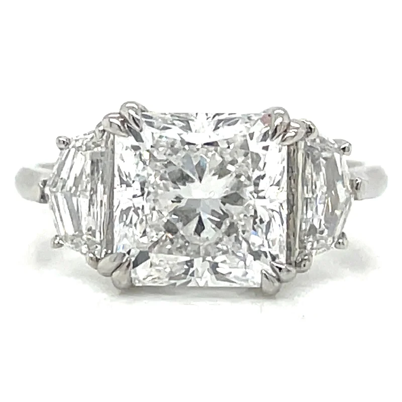 Scarlett - Platinum 3.69ct Square Radiant Laboratory Grown Diamond Ring with Side Stones