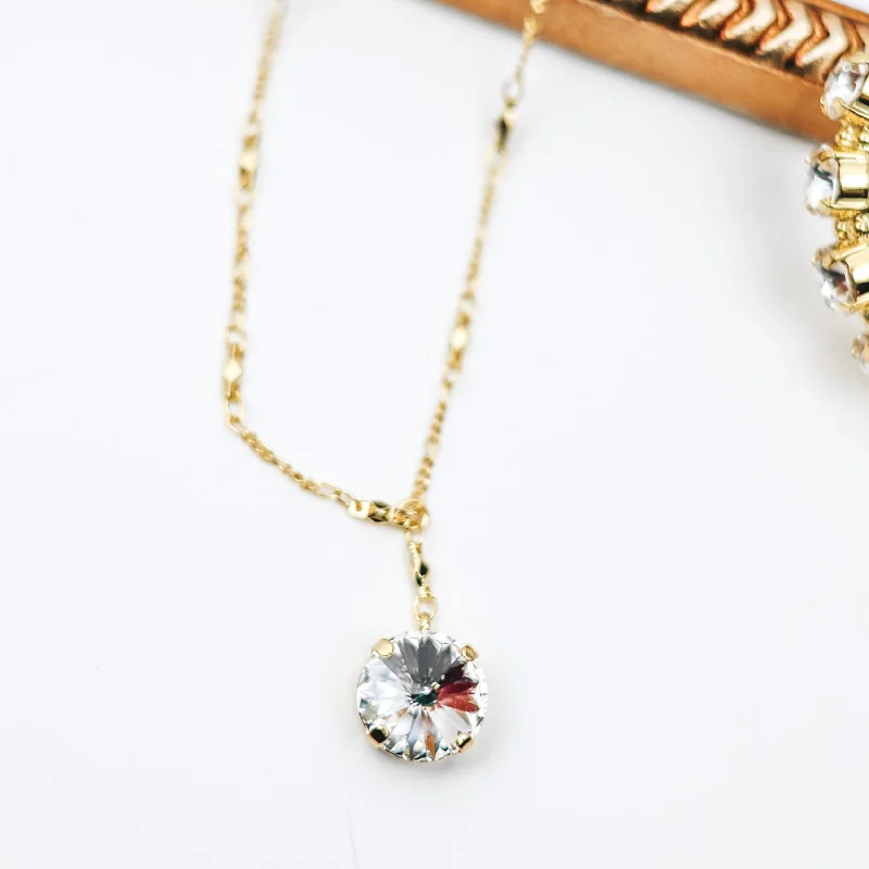 Sorrelli | Nadine Long Pendant Necklace in Bright Gold Tone and Crystal