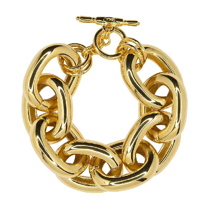 Polished Gold Large Link Bracelet