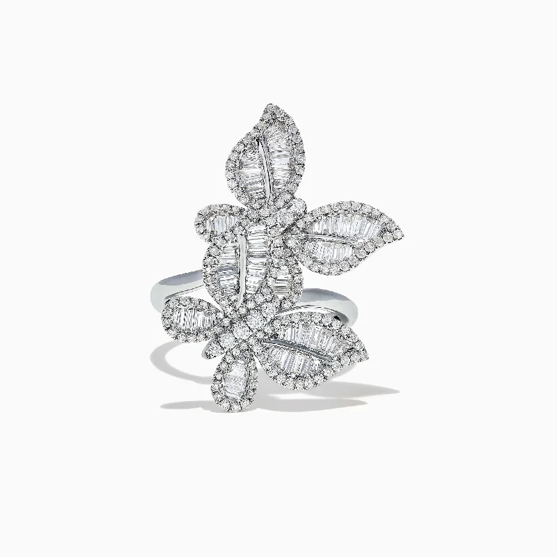 Nature 14K White Gold Diamond Butterfly Ring, 1.41 TCW