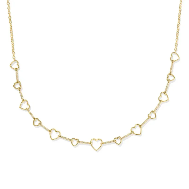 Kendra Scott | Haisley Heart Gold Strand Necklace in White Crystal