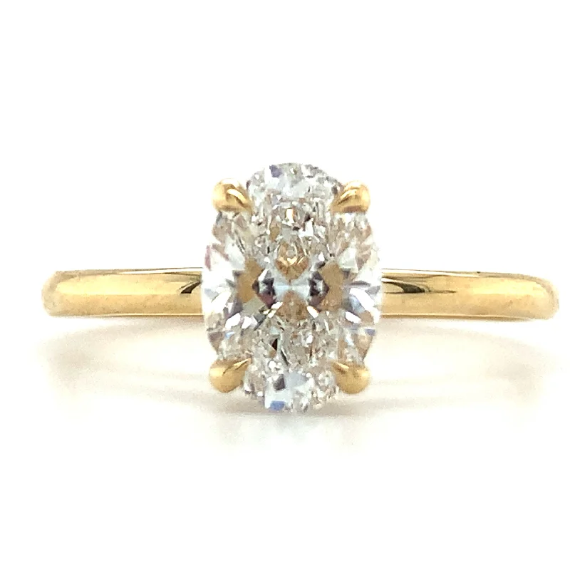 Millie - 18ct Yellow Gold 1.09ct Laboratory Grown Oval Solitaire Engagement Ring with Hidden Halo