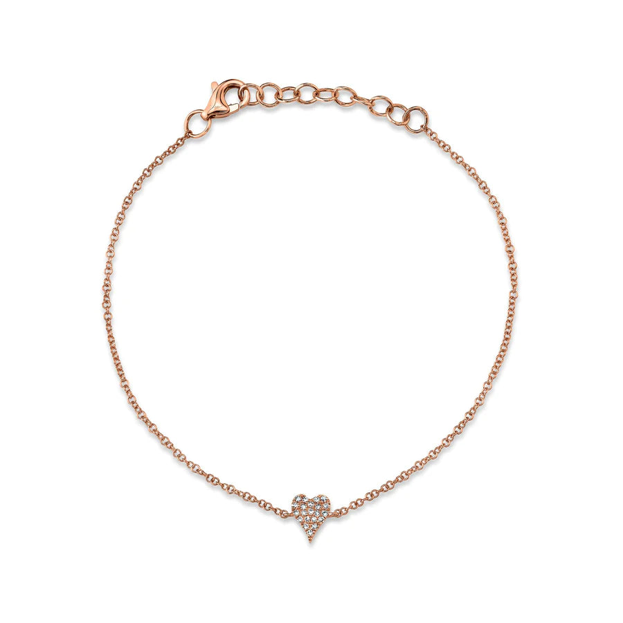 Shy Creation Pave Diamond Heart Bracelet