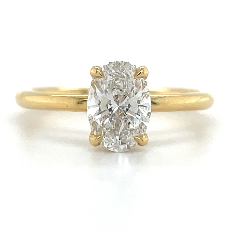 Millie - 18ct Yellow Gold 1.10ct Laboratory Grown Oval Solitaire Engagement Ring with Hidden Halo