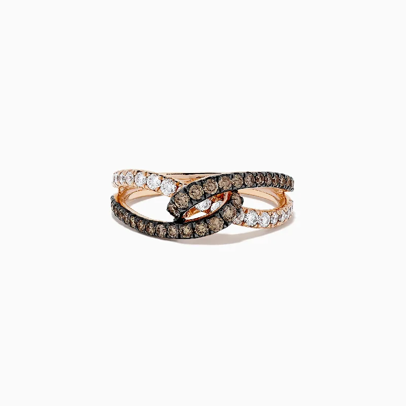 14K Rose Gold Espresso and Diamond Ring, 0.85 TCW