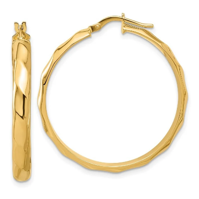 Curata 14k Yellow Gold Polished Twisted Round Hoop Earrings - 36x33.69mm