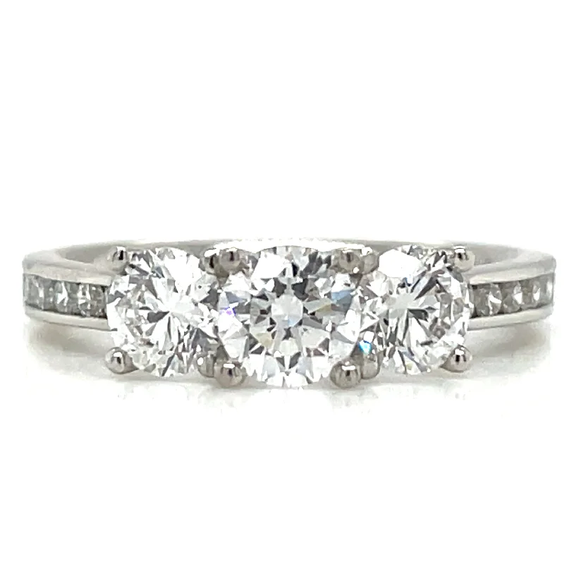 Lori - Platinum 1.20ct Three Stone Laboratory Grown Diamond Engagement Ring with Channel Set Shoulders