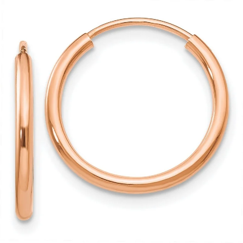 Curata 10k Rose Gold Polished Endless Tube Hoop Earrings - 15x15mm