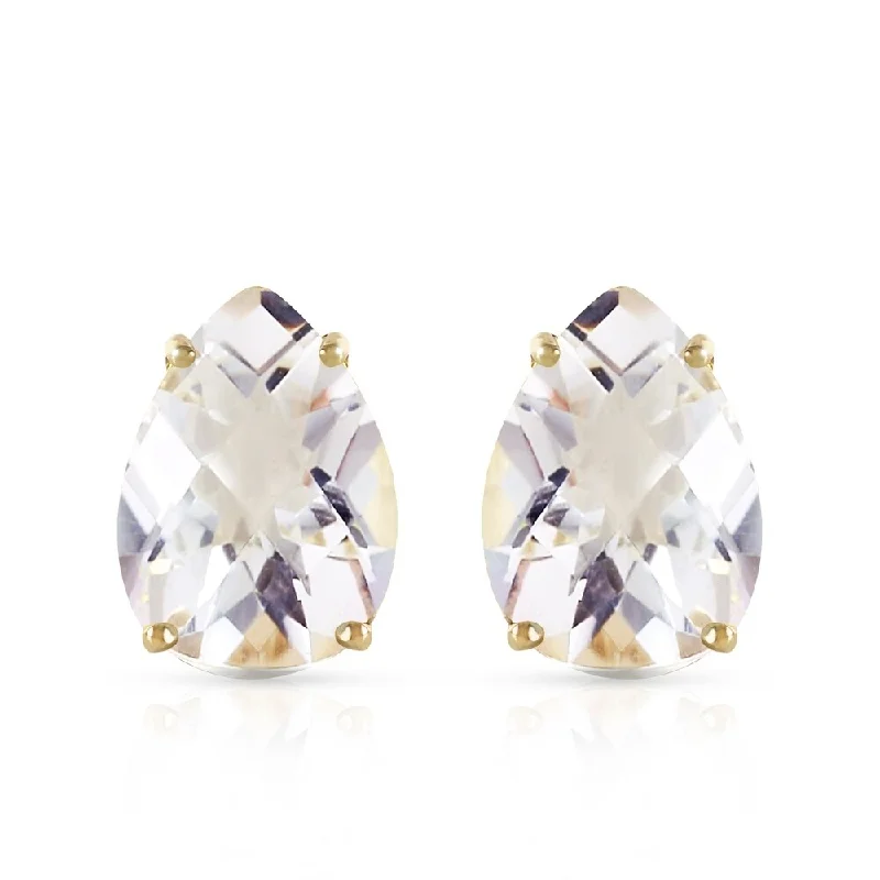 10 CTW 14K Solid Gold French Clips Earrings Natural White Topaz