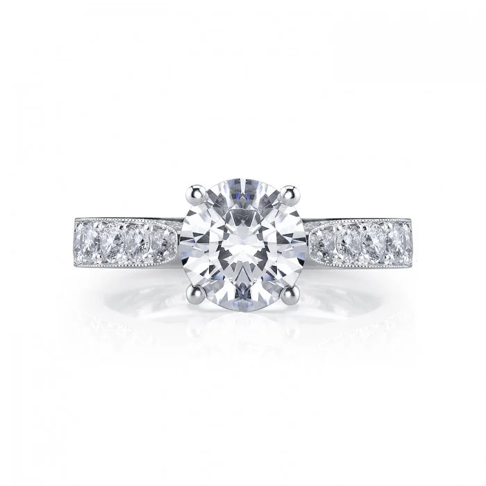 Mountz Collection Round Engagement Ring Semi-Mounting in 18K White Gold