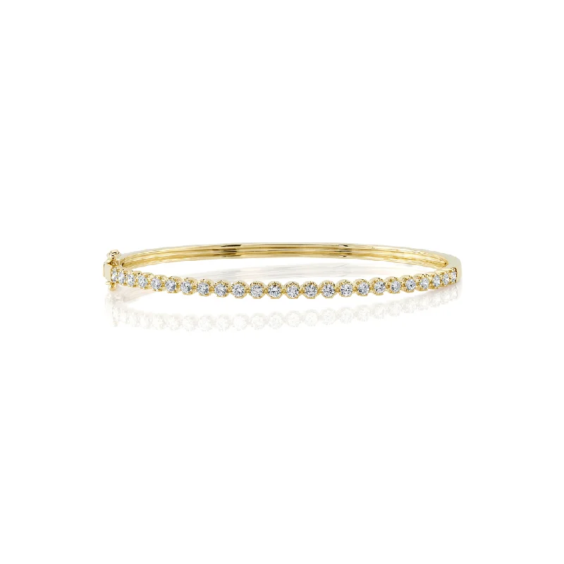 Shy Creation Diamond Crown Setting Bangle in Yellow Gold