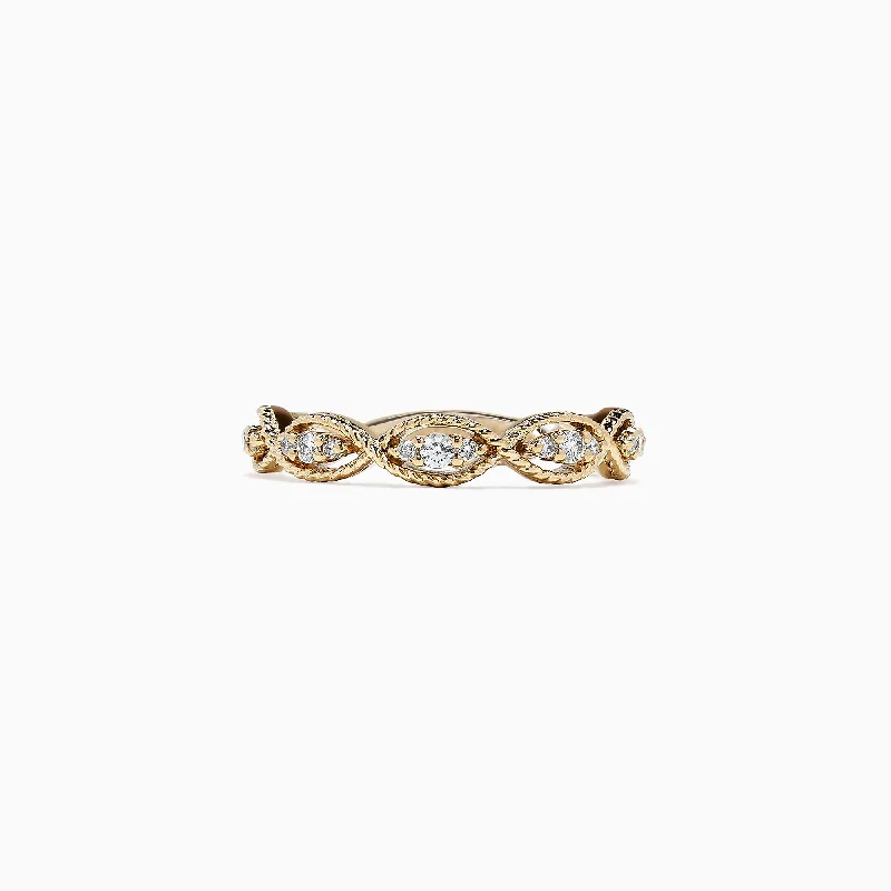 D'Oro 14K Yellow Gold Diamond Ring, 0.20 TCW