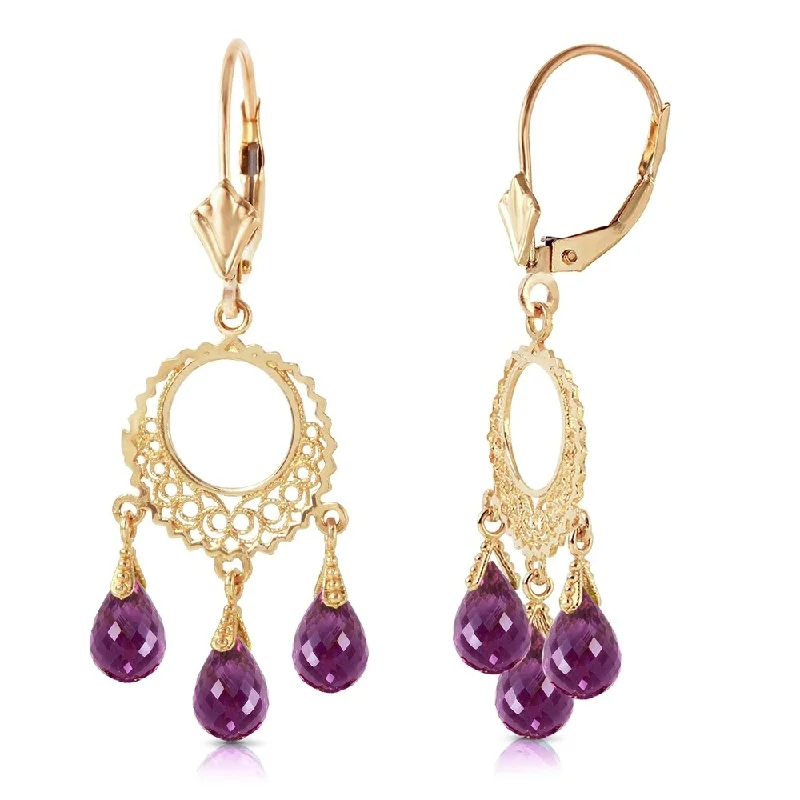 3.75 CTW 14K Solid Gold Funfare Amethyst Earrings