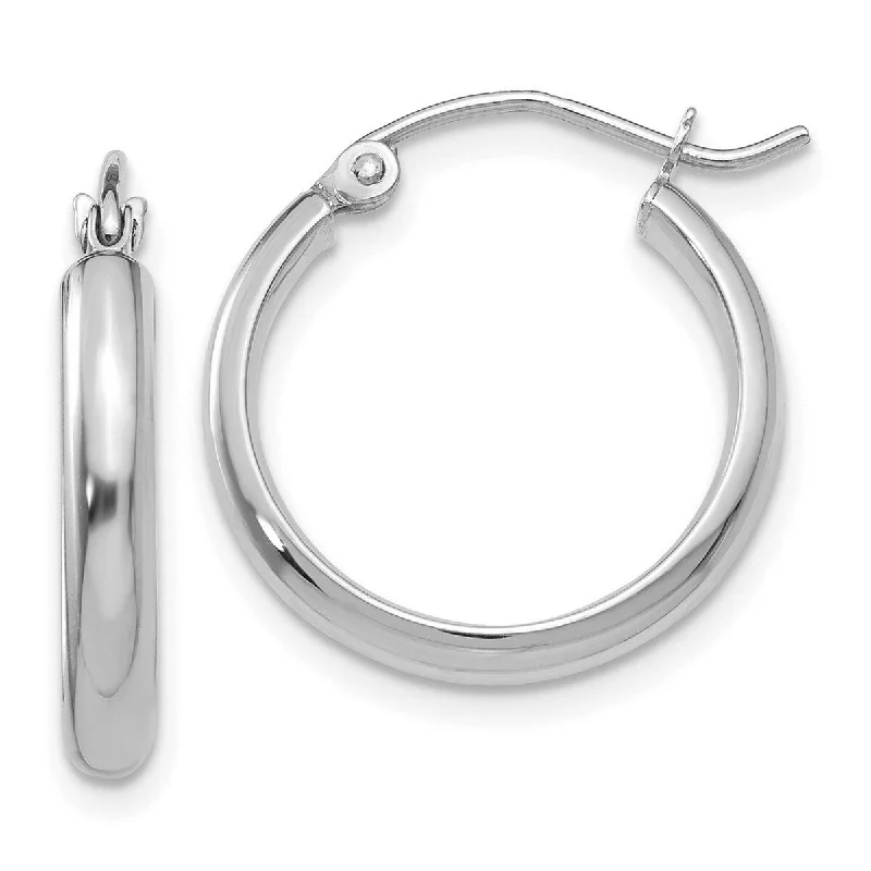 Curata 10k White Gold Hoop Earrings - 21x2.75mm