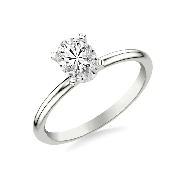 Mountz Collection 1CT Oval Classic Solitaire Engagement Ring in 14K White Gold